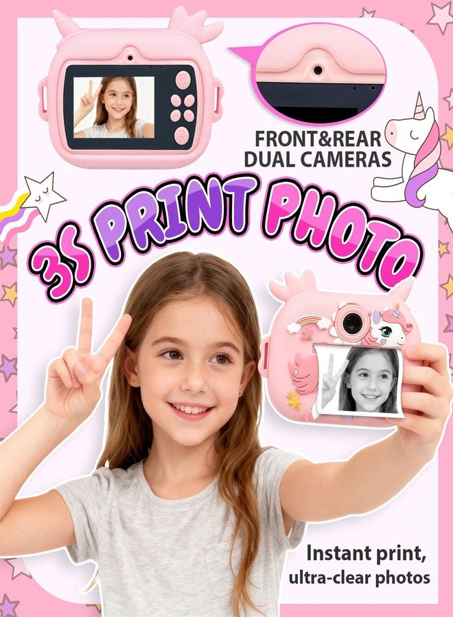 Torlaist Kids Camera Instant Print, 1080P Kids Instant Cameras with Photo Printing and Fun Learning, Christmas Stuffers Birthday Gifts for Girls Age 3-12, Portable Toy for 3 4 5 6 7 8 9 10 Girls Boys, Pink - Image 2